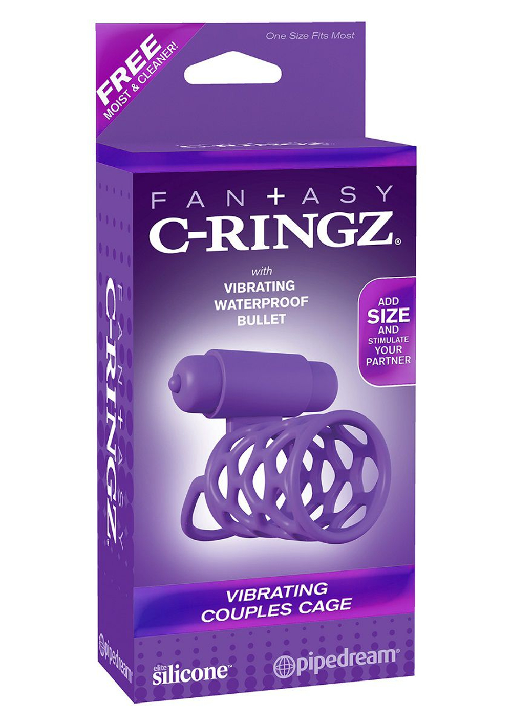 Фиолетовая насадка с подхватом мошонки и вибропулей (Цвет: фиолетовый)