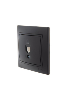 Розетка компьютерная 1-м СП Mira RJ45 черн. бархат LEZARD 701-4242-139