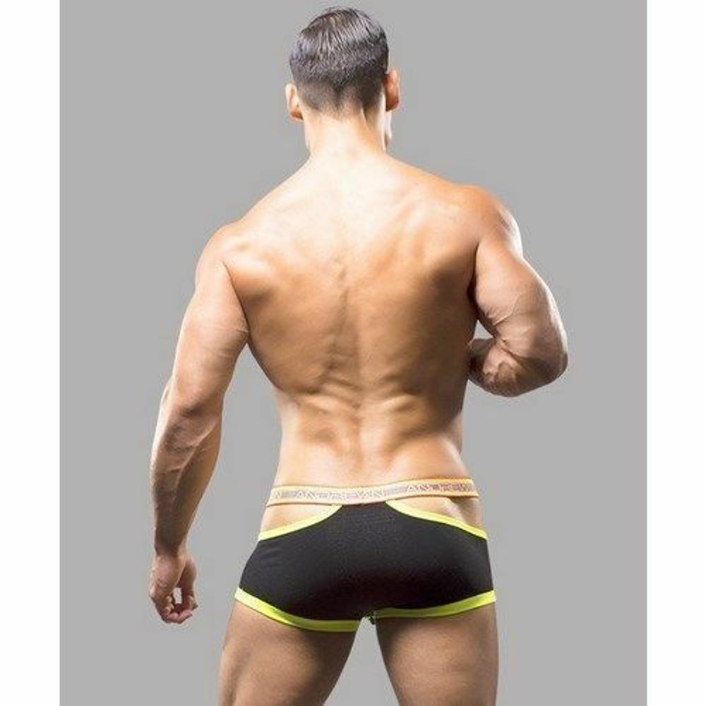 Мужские трусы боксеры черные с вырезами по бокам Andrew Christian Glow Elastic Push Boxers BLACK