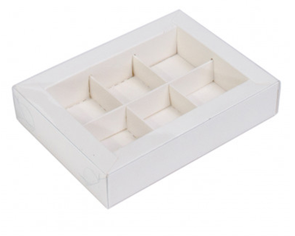 Коробка на 6 конфет с пластиковой крышкой, 15,5 х 11,5 х 3 см