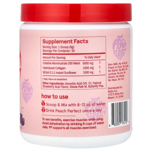 Peach Perfect, креатин, клубника и асаи, 270 г (9,5 унции)
