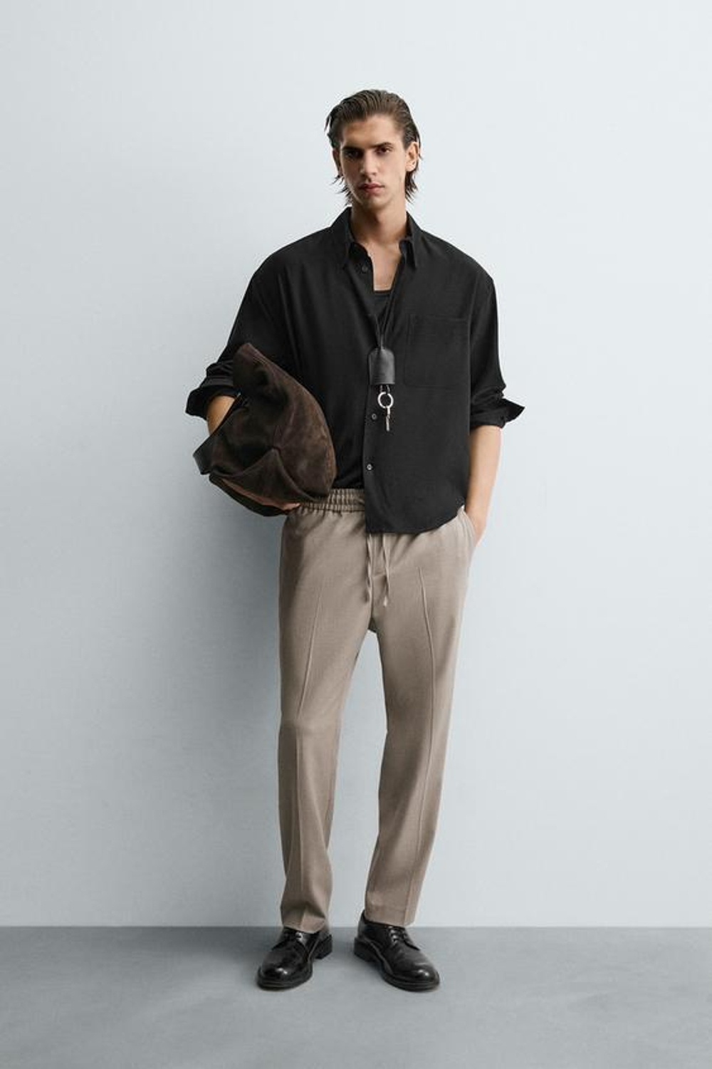 ZARA БРЮКИ-ДЖОГГЕРЫ КОМФОРТНОЙ ПОСАДКИ, РЫЖЕВАТО-КОРИЧНЕВЫЙ МЕЛАНЖ