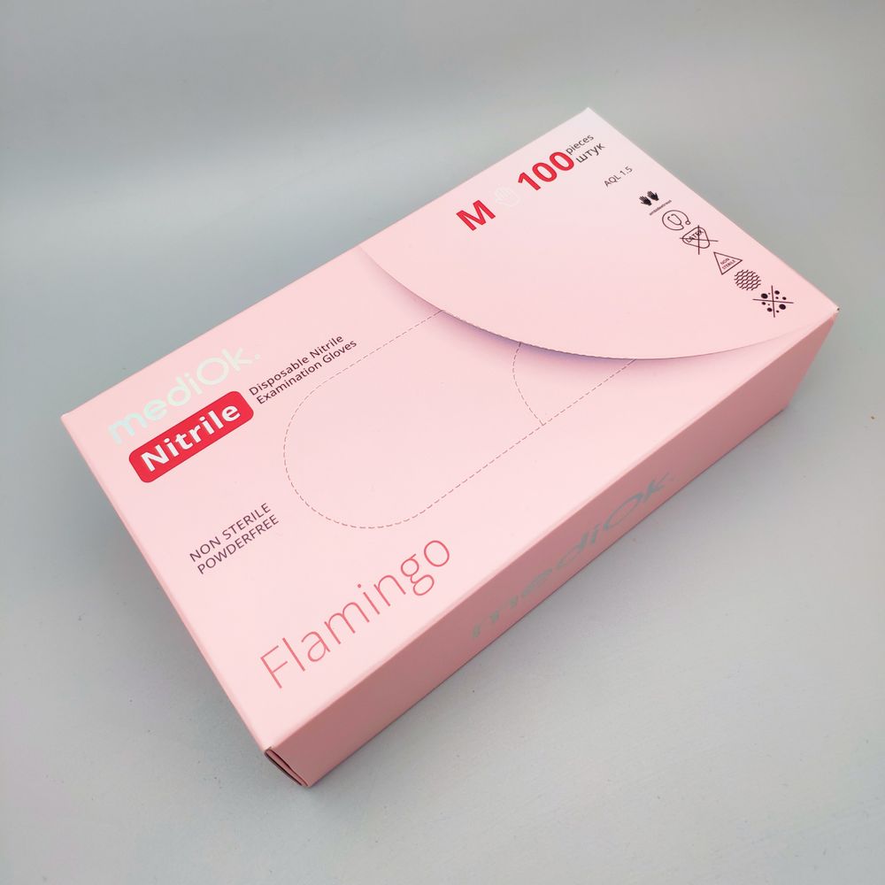 mediOK Перчатки нитриловые Flamingo M, 50 пар