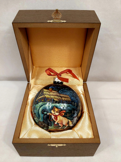 Шар новогодний (круговая роспись Палех) "Репка" в футляре