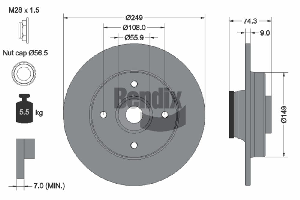 BENDIX Braking - BDS1106-BEN - Brake Disc