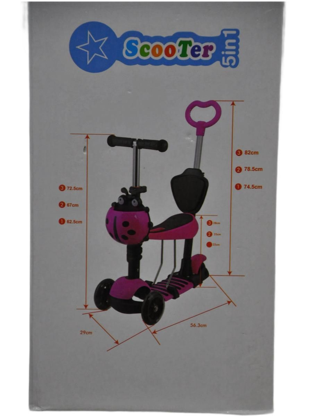 Самокат трехколесный детский, с ручкой, разборный, 3 в 1 с сиденьем, корзинкой и родительской ручкой