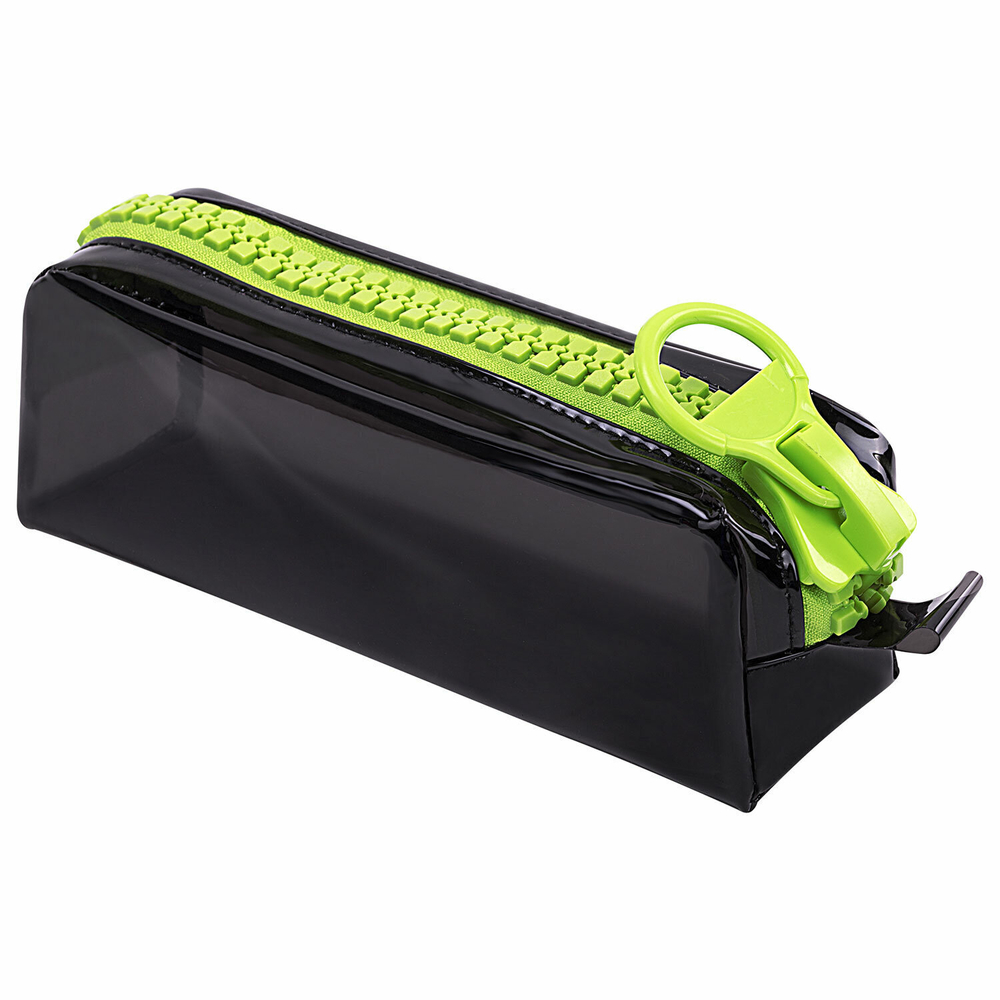 Пенал BRAUBERG с объемной "тракторной" молнией 1 отделение ПВХ 22х8х6 5 см "Neon green" (2 штуки в упаковке)