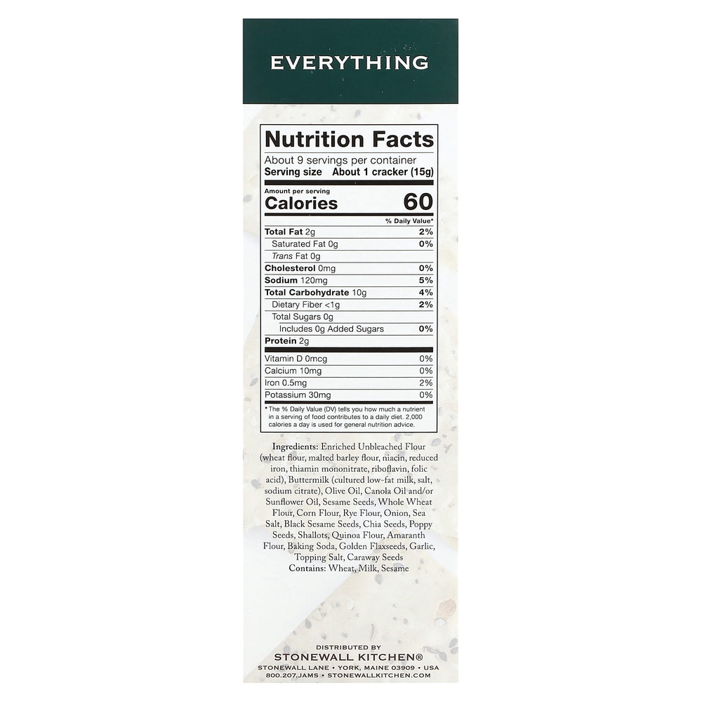 Stonewall Kitchen, Everyone, хрустящая лепешка, 139 г (4,9 унции)