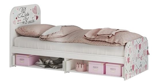 Кровать 080*186 МАЛИБУ КР-10 LIGHT ясень белый/айскрим (1892х900х840) без настила /2/(СНЯТА С ПР-ВА)