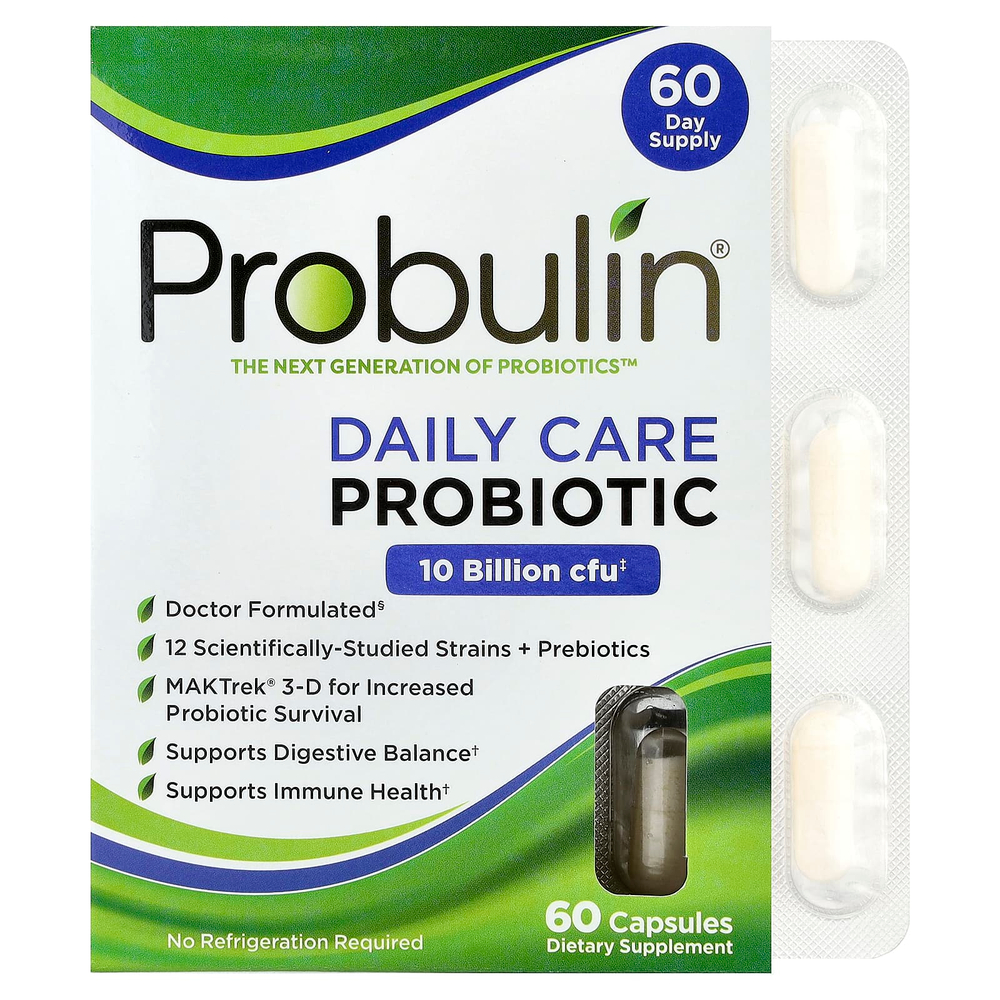 Probulin, Пробиотик для ежедневного ухода, 10 млрд КОЕ, 60 капсул