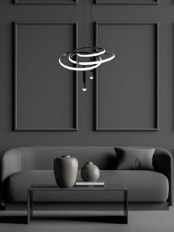 Светильник подвесной светодиодный Lanbos, LED 104 Вт, до 35 кв м, черный с золотом