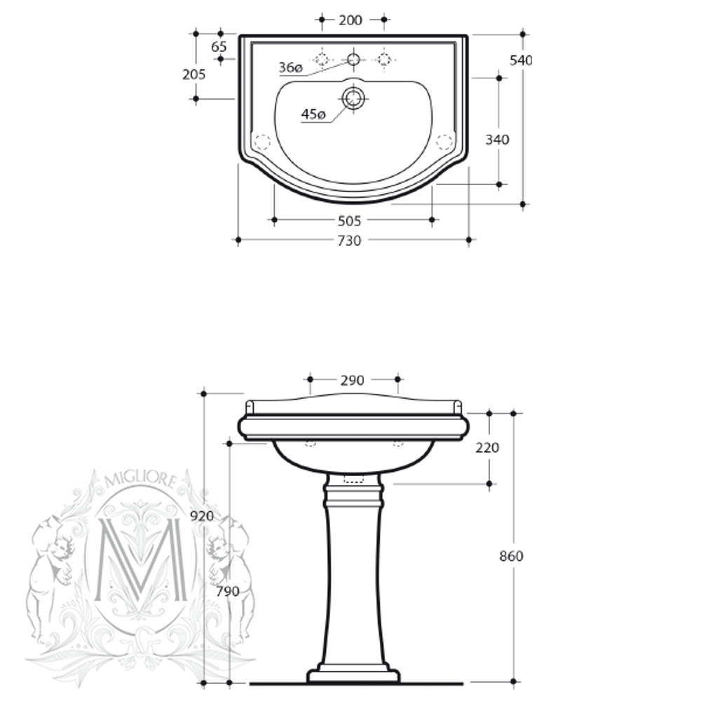Раковина Migliore  Bella ML.BLL-25.073.BI  73см.