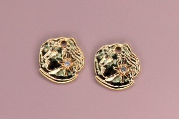 Подвеска позолота лицо с инкрустацией 12 мм