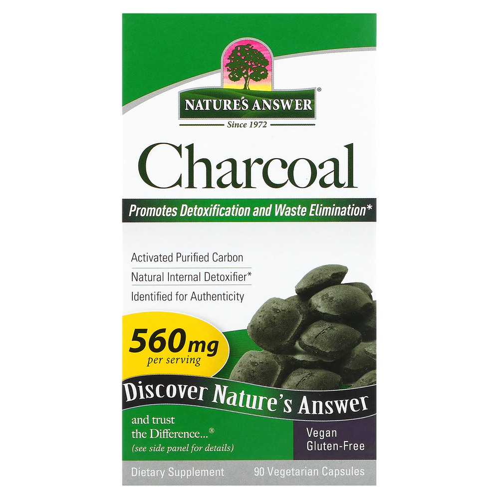 Nature's Answer, древесный уголь, 560 мг, 90 вегетарианских капсул (280 мг в 1 капсуле)