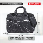 Сумка портфель BRAUBERG STYLE с отделением для ноутбука 13-14" 3 кармана "Marble" черная 26х36х3 см