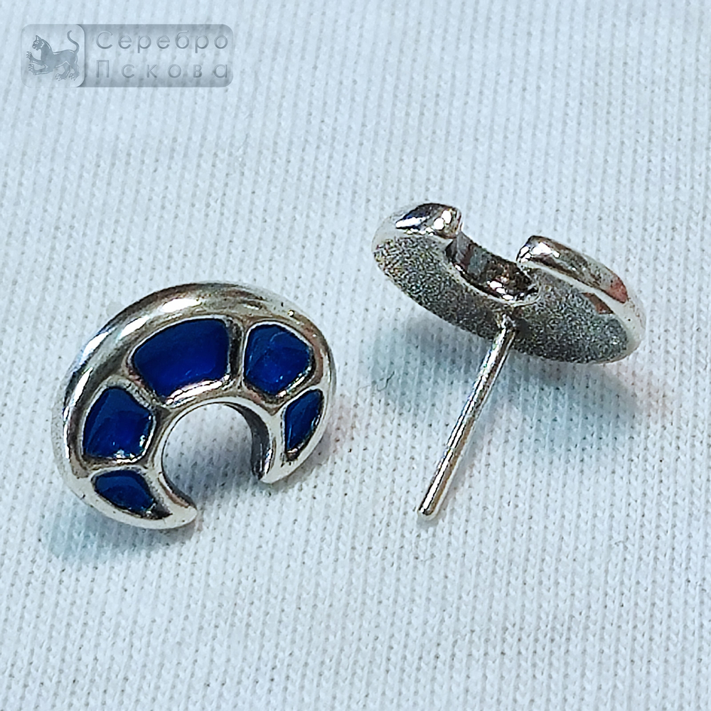 Серьги "Лунница" гвоздики эмаль