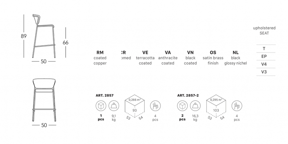 Стул полубарный с обивкой Scab Design Lisa, антрацит, голубой