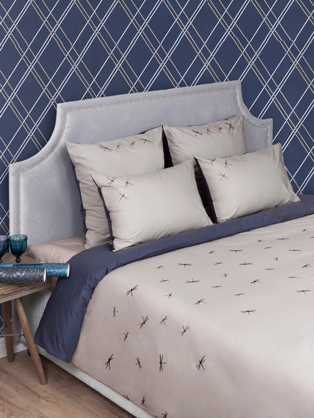 Простыня 220х240 Bovi (PB) Dragonfly синяя Португалия фото