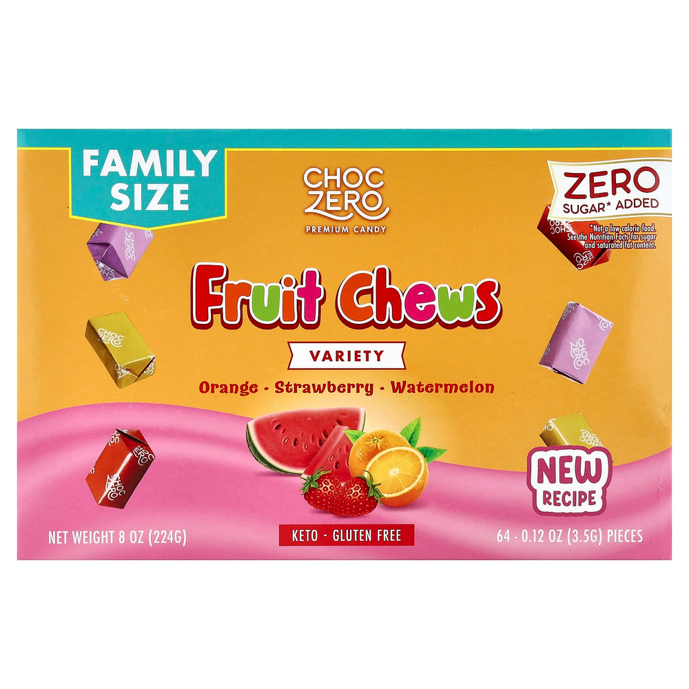 ChocZero, Фруктовые жевательные таблетки, разнообразные, 64 шт., 224 г (8 унций)