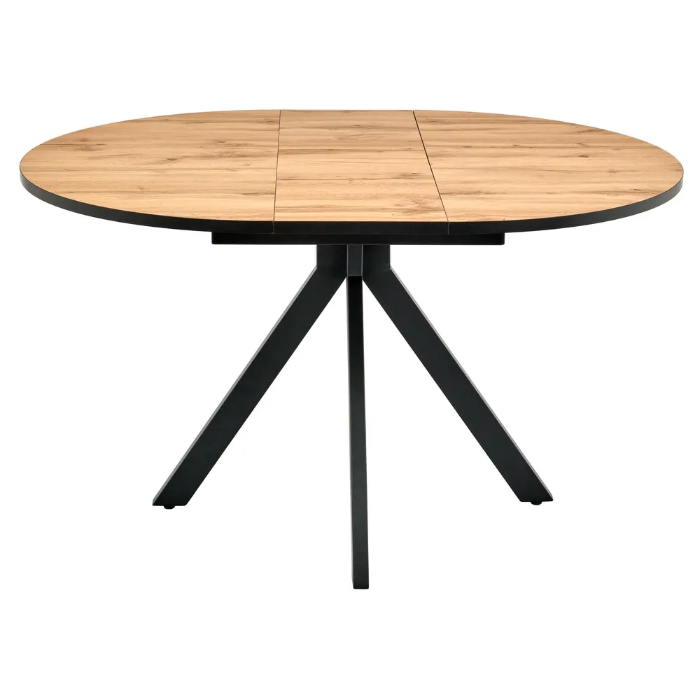 Стол Bradex Home Rudolf круглый раскладной 100-130x100x75см, Дуб Вотан, чёрный