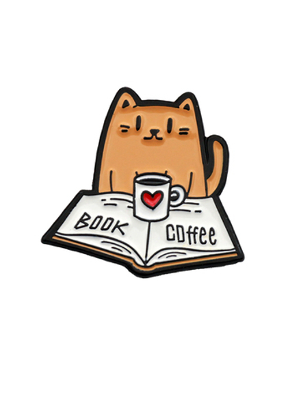 Металлический значок "Cat with book"