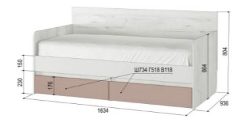 Крова-тахта Зефир № 800.4 NEW  (дуб эльза/ мокко)