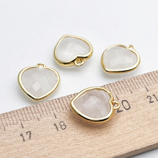 Подвеска Сердце, кварц, цвет золото, размер около 14*13 мм, цена за 1 шт