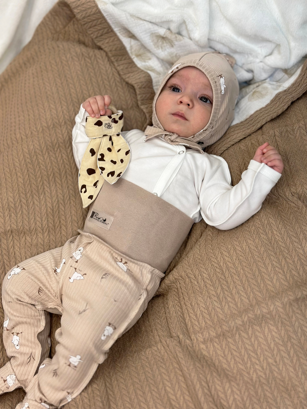 Ползунки швы наружу Утята РУБЧИК Светлый кофе RinaAmari