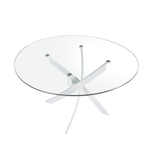 Круглый обеденный стол из закаленного стекла и белой стали 1138-Ø120