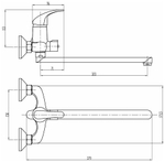 СМЕСИТЕЛЬ Д/ВАННЫ VODA SURFACE 320ММ АКСЕССУАРАМИ SF31