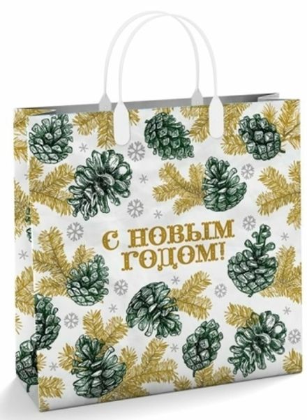 Подарочные пакеты "Белая зима" 30х30+10см 150мкм (1/10шт)