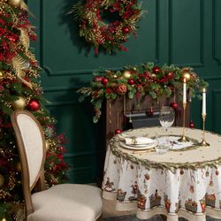 СКАТЕРТЬ КРУГЛАЯ "ЩЕЛКУНЧИК" ,150СМ , БЕЖЕВЫЙ ,100% ХЛОПОК , ТВИЛ