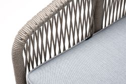 "Канны" кресло плетеное из роупа, каркас алюминий светло-серый (RAL7035) муар, роуп серый меланж круглый, ткань светло-серая