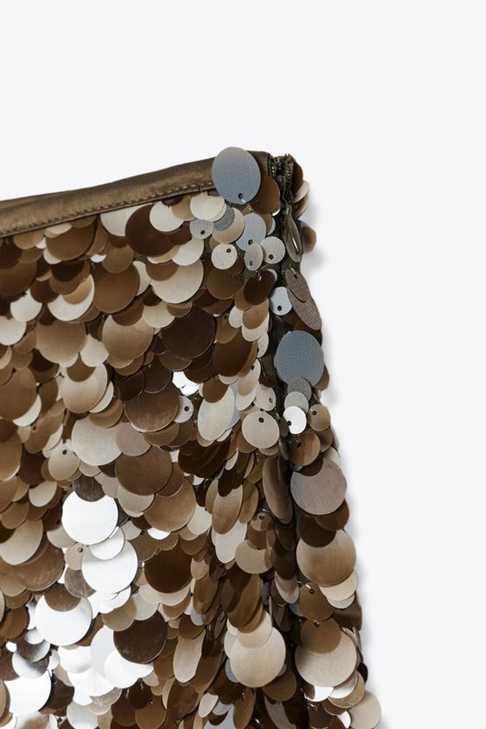 ZARA МИНИ-ЮБКА С ПАЙЕТКАМИ, ЗЕЛЕНОВАТЫЙ