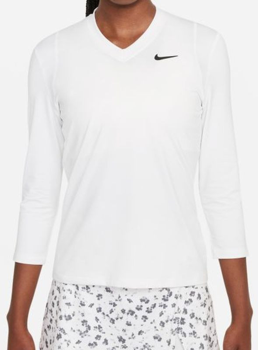Женская футболка теннисная (Дл.Рукава) Nike Court Victory Dri-Fit Top 3/4 Sleeve W - white/black