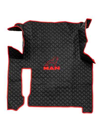 Ковры MAN TGX (автомат, механика) (экокожа, черный, красный кант, красная вышивка)