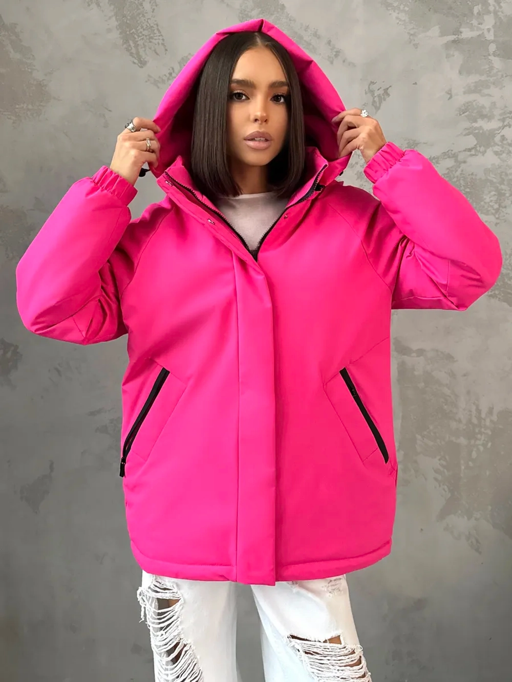 Куртка весенняя удлиненная с капюшоном