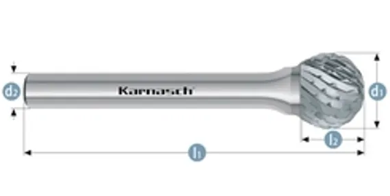 Борфреза твердосплавная Karnasch форма F, 6х18х6х50 мм, насечка HP-6, покрытие Blue-Tec, арт. 11.5054-030