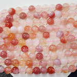 Агат Сакура, персиково - розовый, нежнейший, редкий, шар 8мм, цена за нить 9.5см (1/4)