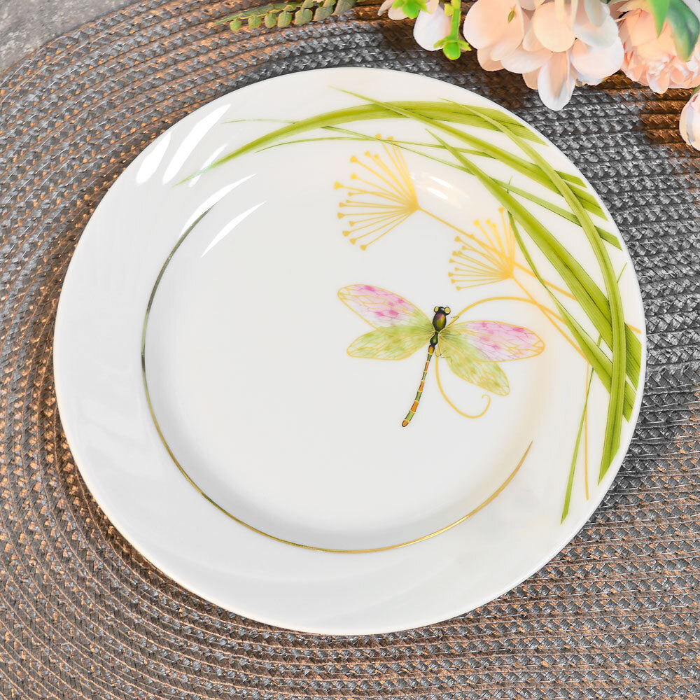 Тарелка 175мм мелкая форма Голубка Стрекоза