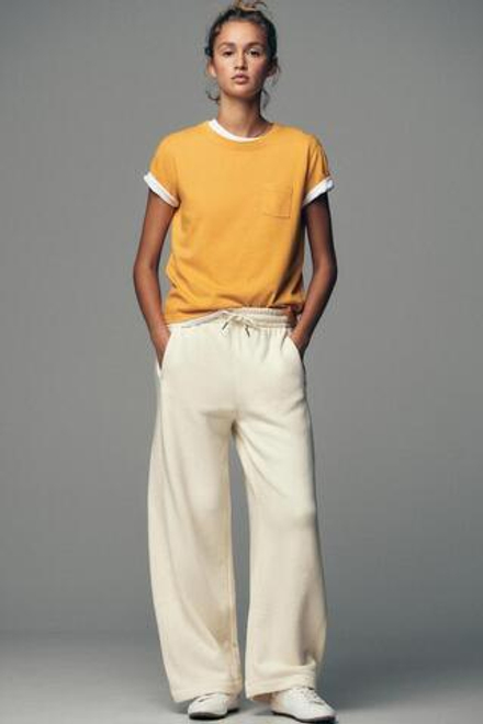 ZARA ШИРОКИЕ БРЮКИ В СТИЛЕ РУСТИК, ЭКРЮ