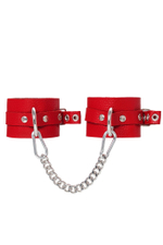 Красные мягкие кожаные оковы с люверсами