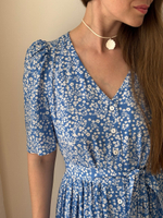 Платье Шарлотта для беременных и кормящих, Синий с белыми цветами