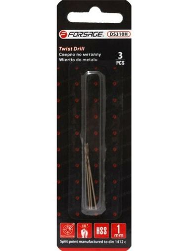 Сверло по металлу 1мм HSS+Co (3шт), в блистере Forsage F-DS310H