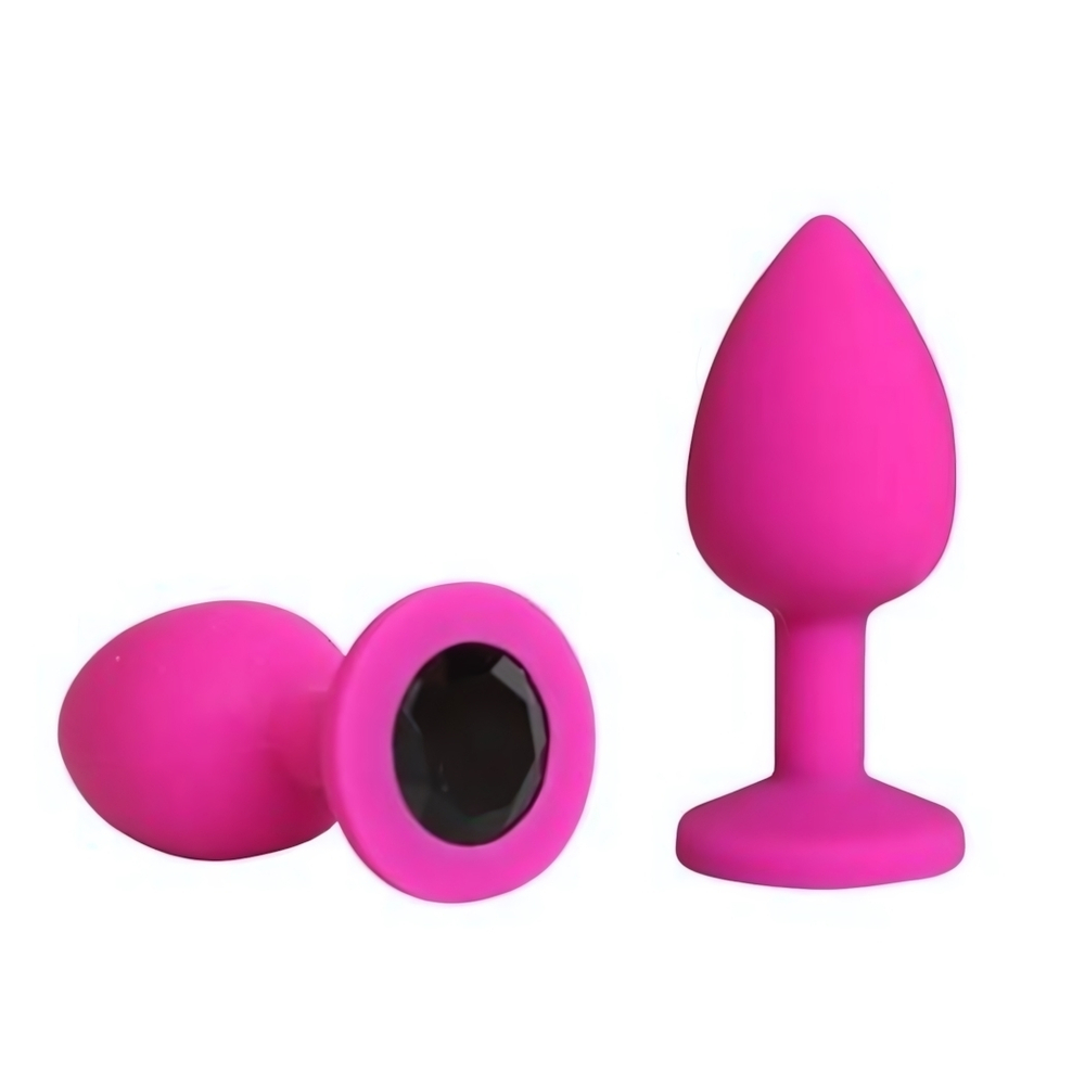 Анальная втулка фуксия с кристаллом Small черный 7 см