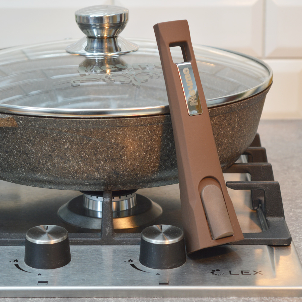 Сковорода 30см Premium mokko со съемной ручкой и стеклянной крышкой