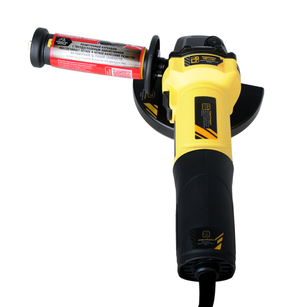 Машина углошлифовальная HANSKONNER HAG1012  125 мм, 800Вт,11000об/мин, быст.кожух,4м рез.кабель