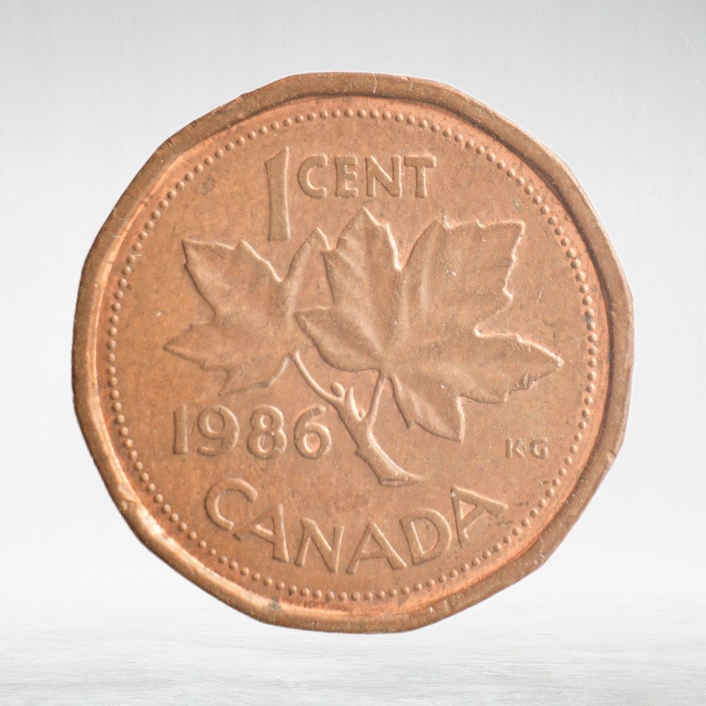 Canada, 1 Cent, 1986 – Elizabeth II (Second Portrait, 12-Sided Design), XF