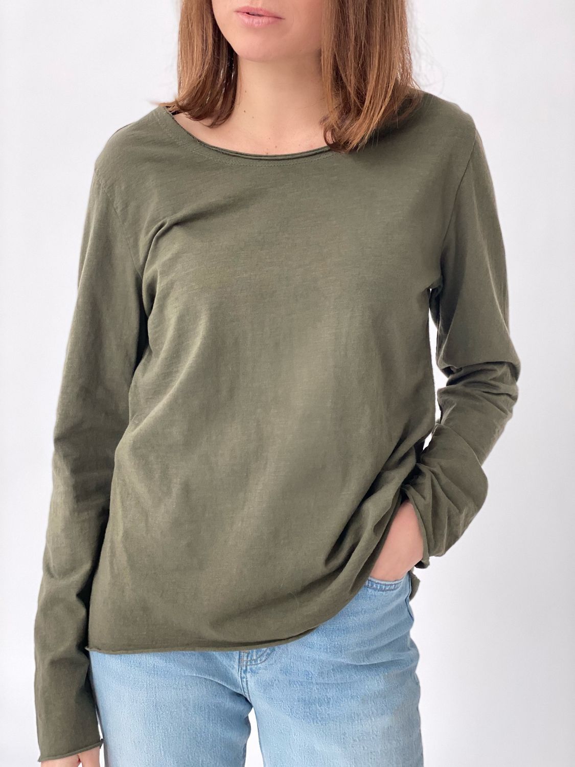 Лонгслив, ballerina, Cotton road O neck (24) (милитари)