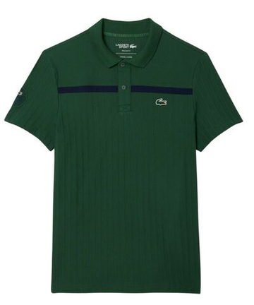 Мужское теннисное поло Lacoste Ultra Dry Badge Accent Heritage - green/navy blue
